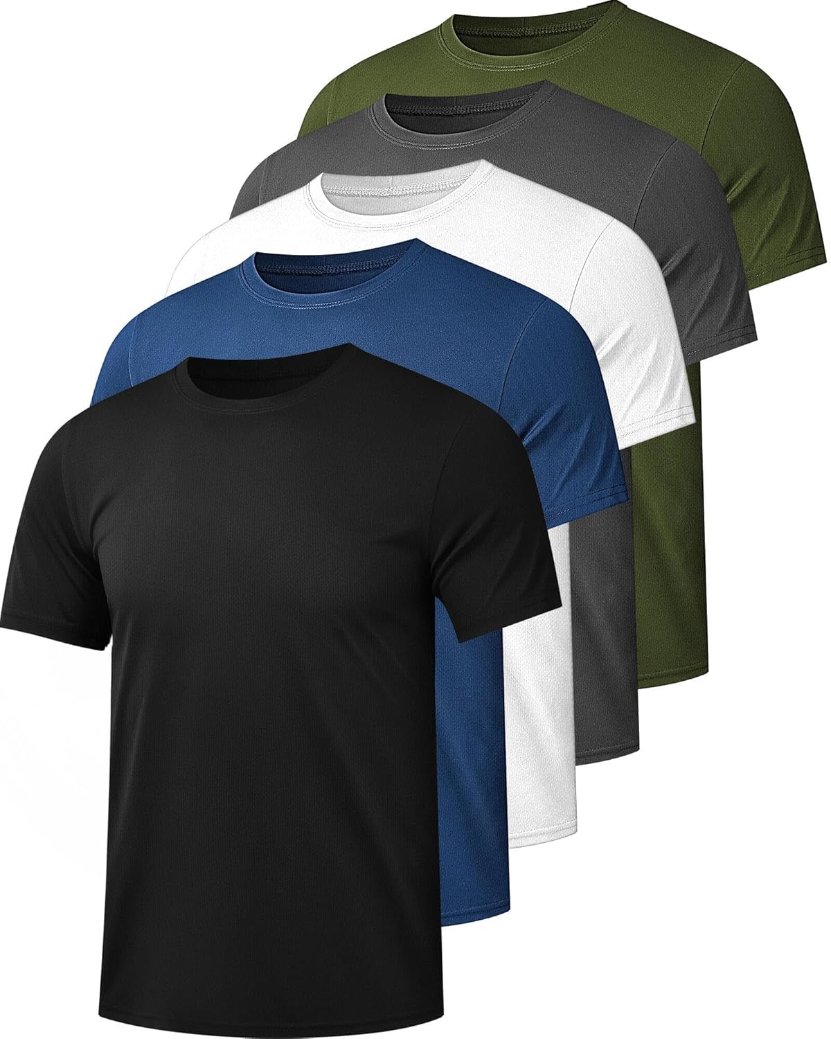 Kinglaman 1\/5 Pack Mesh Workout Shirts for Men Dry Fit Gym Quick Dry Athletic Short Sleeve Sports T-Shirt Moisture Wicking