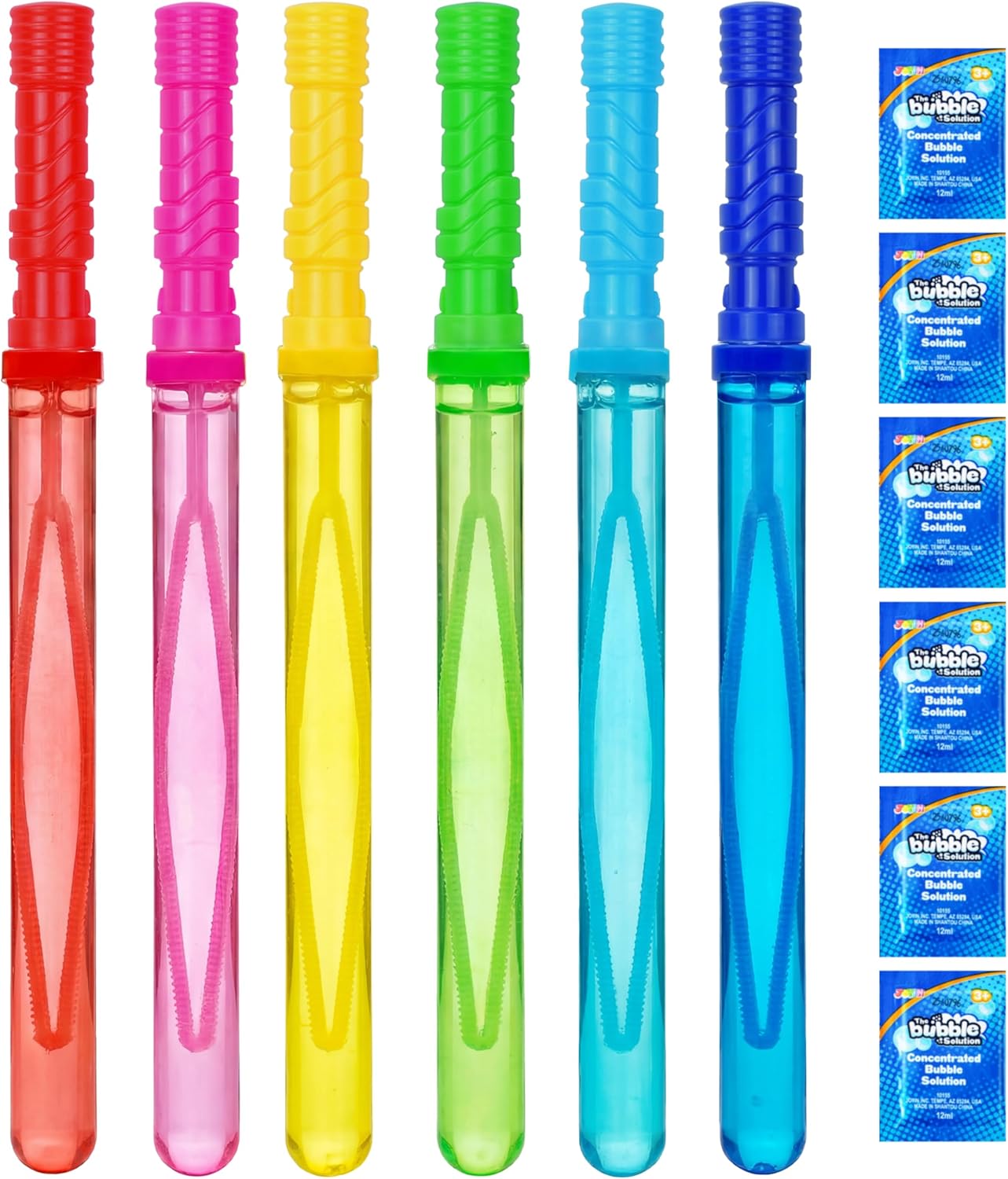 JOYIN 14.6\u2019\u2019 Big Bubble Wands for Kids, 6 PCS Bubble Wand with Refill Solution for Summer Toy Party Favor, Outdoors Toy Activity, Easter Basket Stuffers, Birthday Gift