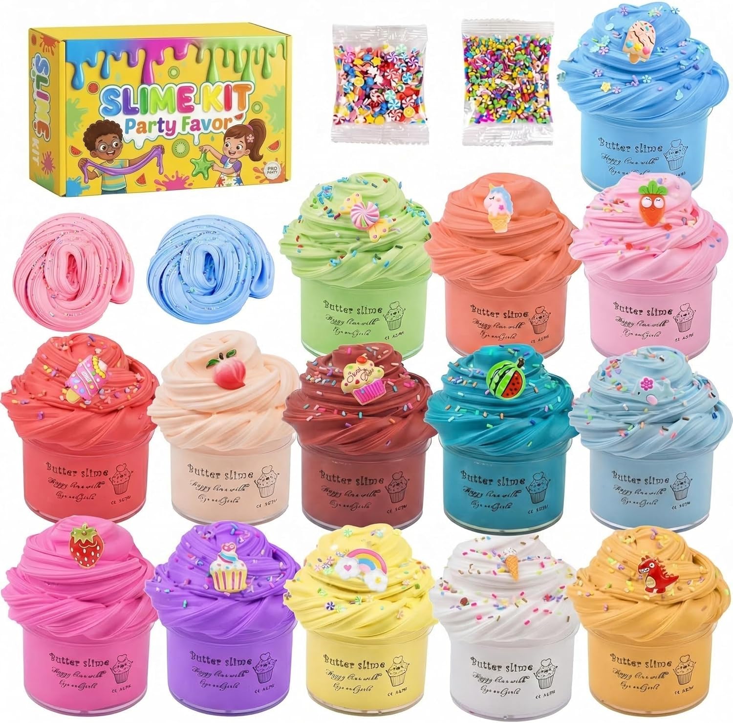 14 Pack Mini Butter Slime Kit, Soft Non-Sticky DIY Slime Toys, Stress Relief Sensory Toys, Perfect for Party Favors, Birthday Gifts &amp; Classroom Rewards for Kids Girls Boys