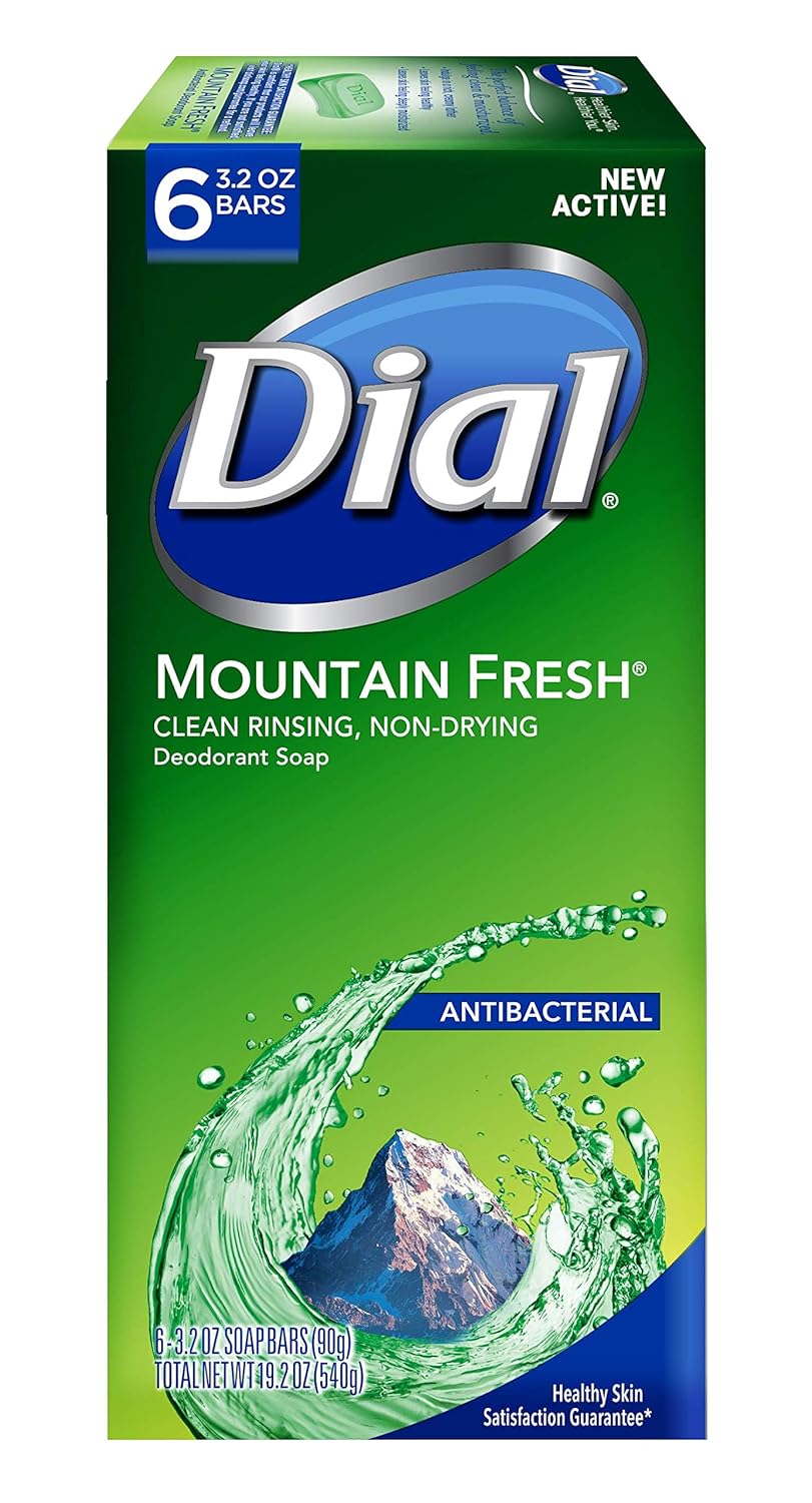 Dial Antibacterial Bar Soap, Mountain Fresh, 3.2 Ounce, 6 Bars