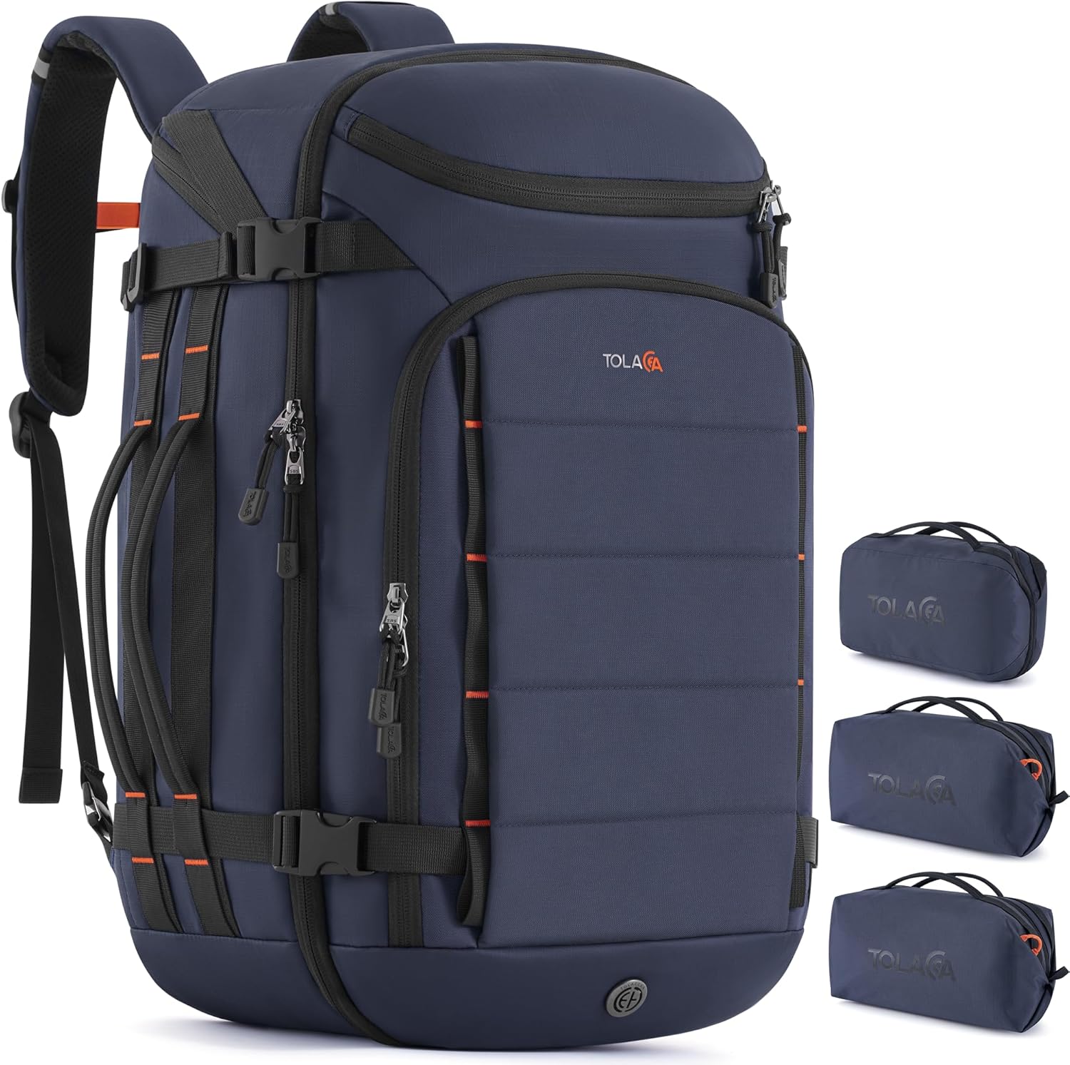 Tolaccea Travel Backpack Carry On 40L, Large Laptop Backpack with 3 Packing Cubes, Flight Approved Duffel Luggage Bag for Men Women, Water-resistant Business Rucksack Daypack, Fits 15.6" Laptop, N