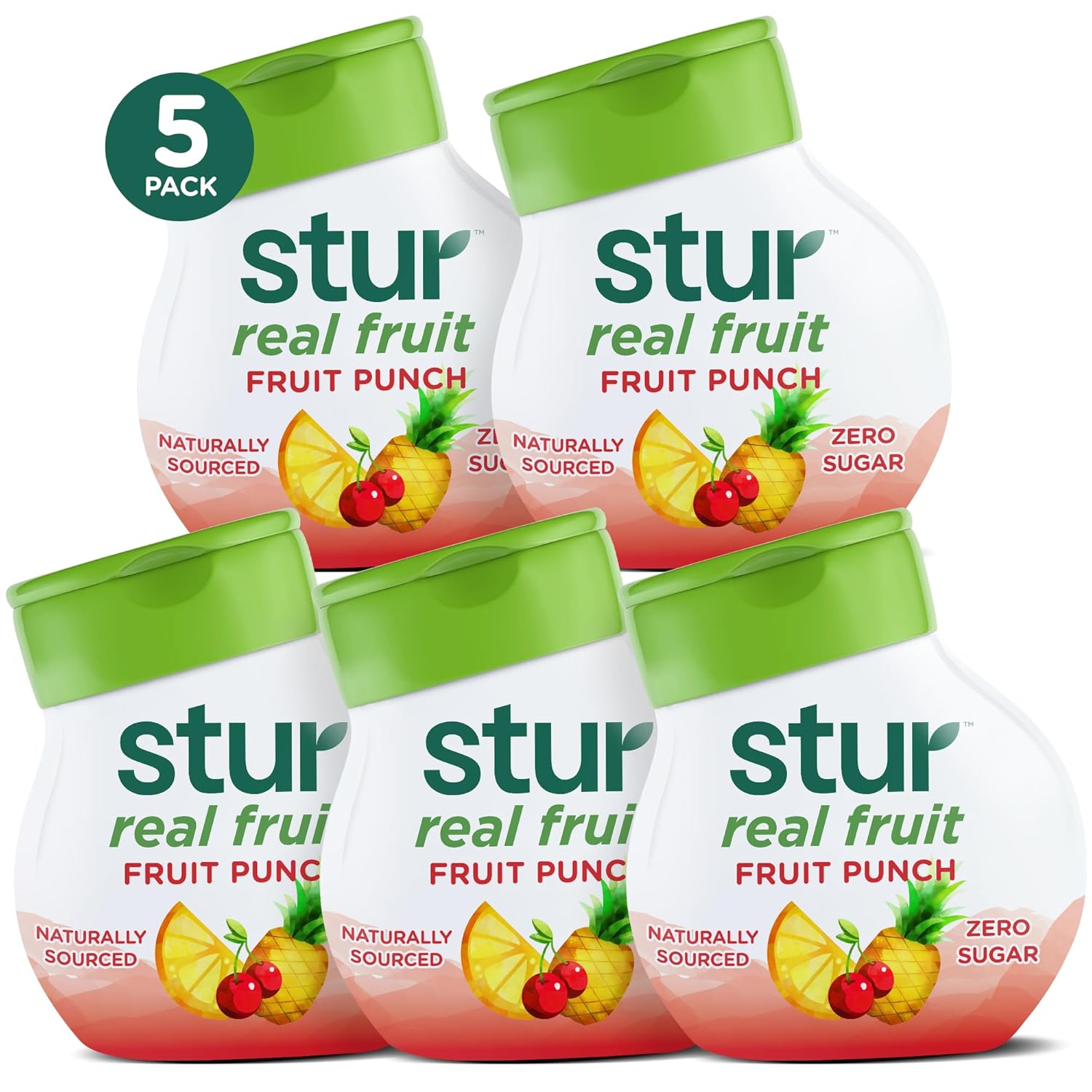 Stur Liquid Water Enhancer | Fruit Punch | Naturally Sweetened | High in Vitamin C &amp; Antioxidants | Sugar Free | Zero Calories | Keto | Vegan | 5 Bottles, Makes 120 Drinks