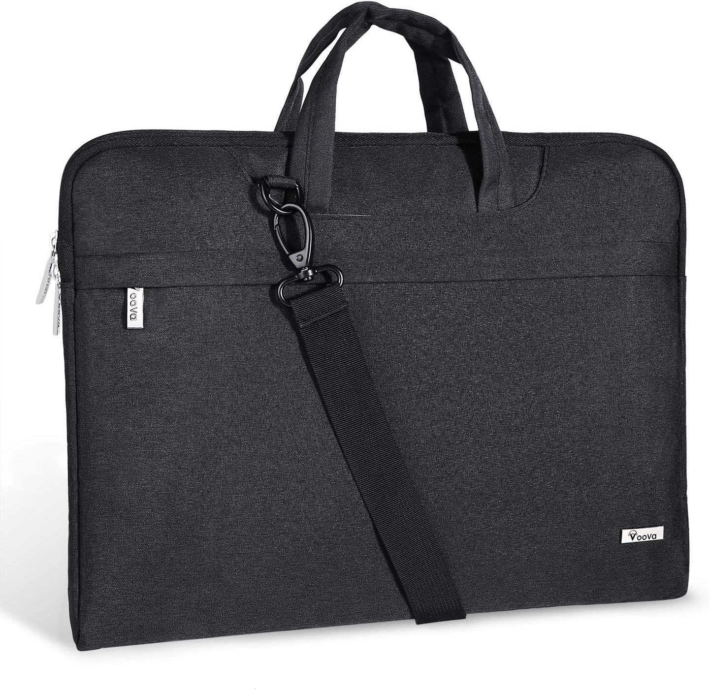 Voova Laptop Bag 17 17.3 Inch Waterproof Laptop Sleeve Case with Shoulder Straps &amp; Handle, Computer Case Cover Slim Briefcase Compatible with 17-18\u201D Hp Dell Asus Acer, Black