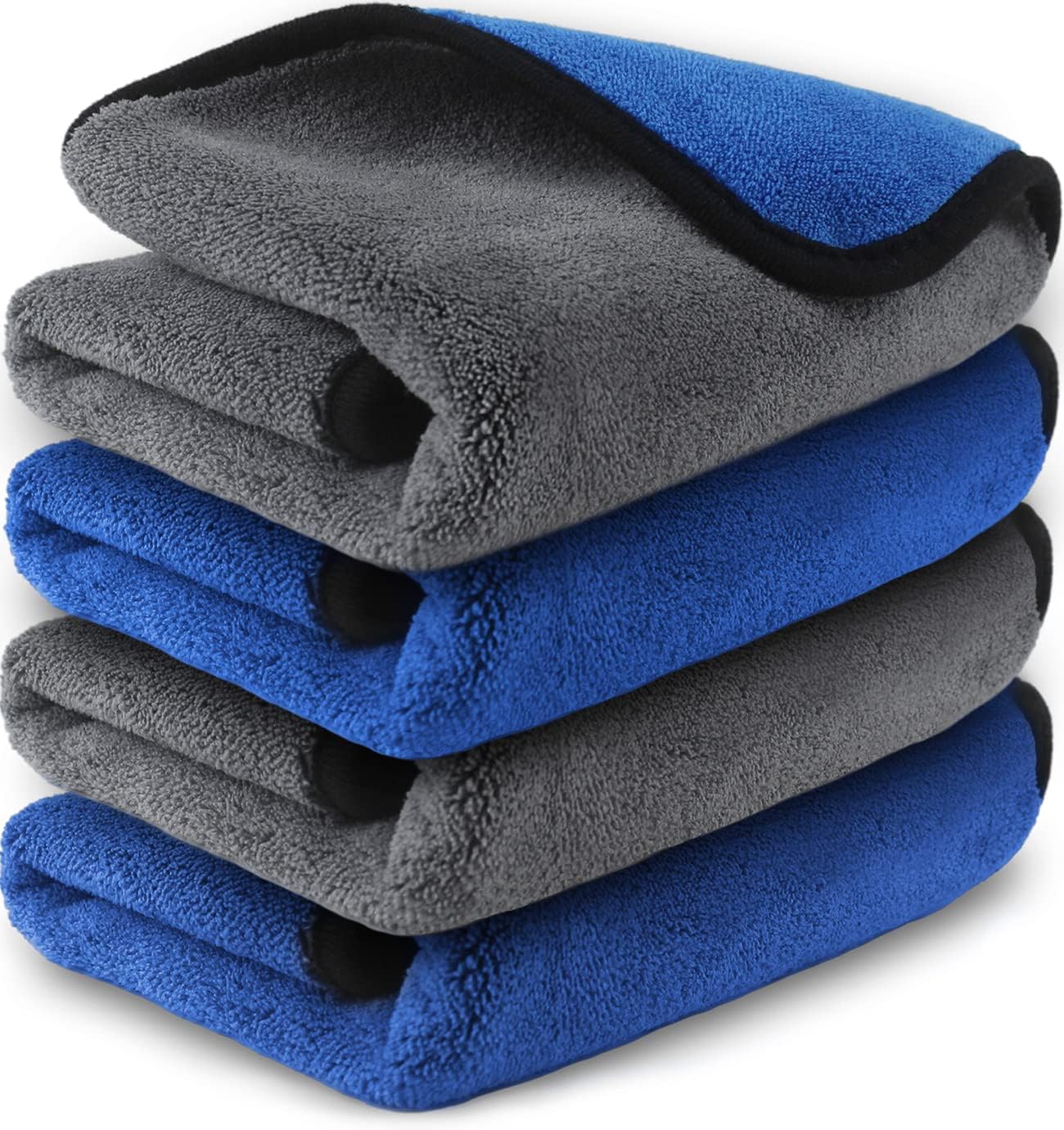 Airlab Microfiber Towels for Cars Wash Drying Thick Plush Cleaning Cloth Auto Detailing Super Absorbent for Interior &amp; Exterior Lint Free, Streak Free, 16" X 16", 800 GSM, Pack of 4