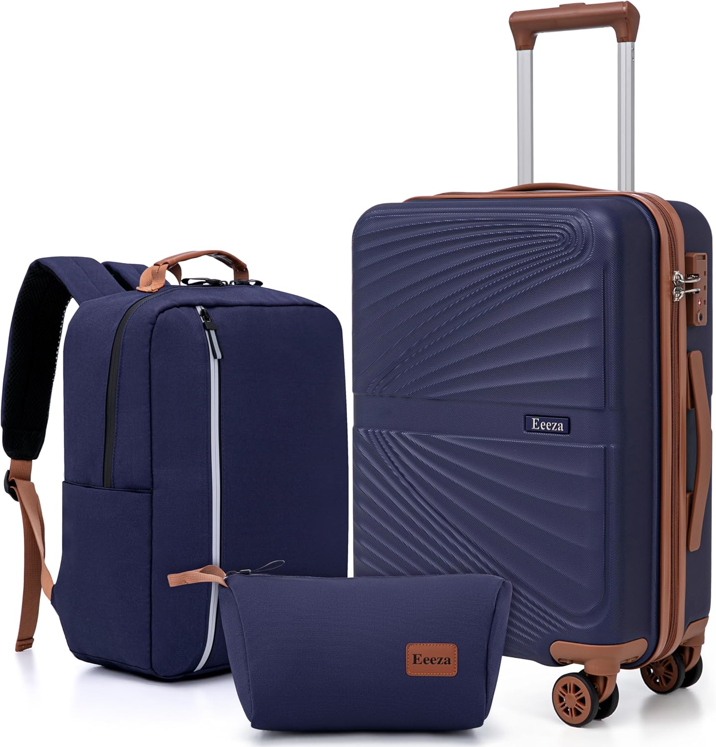 Eeeza Carry On Luggage Set 22x14x9 Airline Approved Luggage Sets 3 Piece,Suitcases with Wheels,ABS Hard Case Luggage with TSA Lock Spinner Wheels(20 Inch,BP\/TB)
