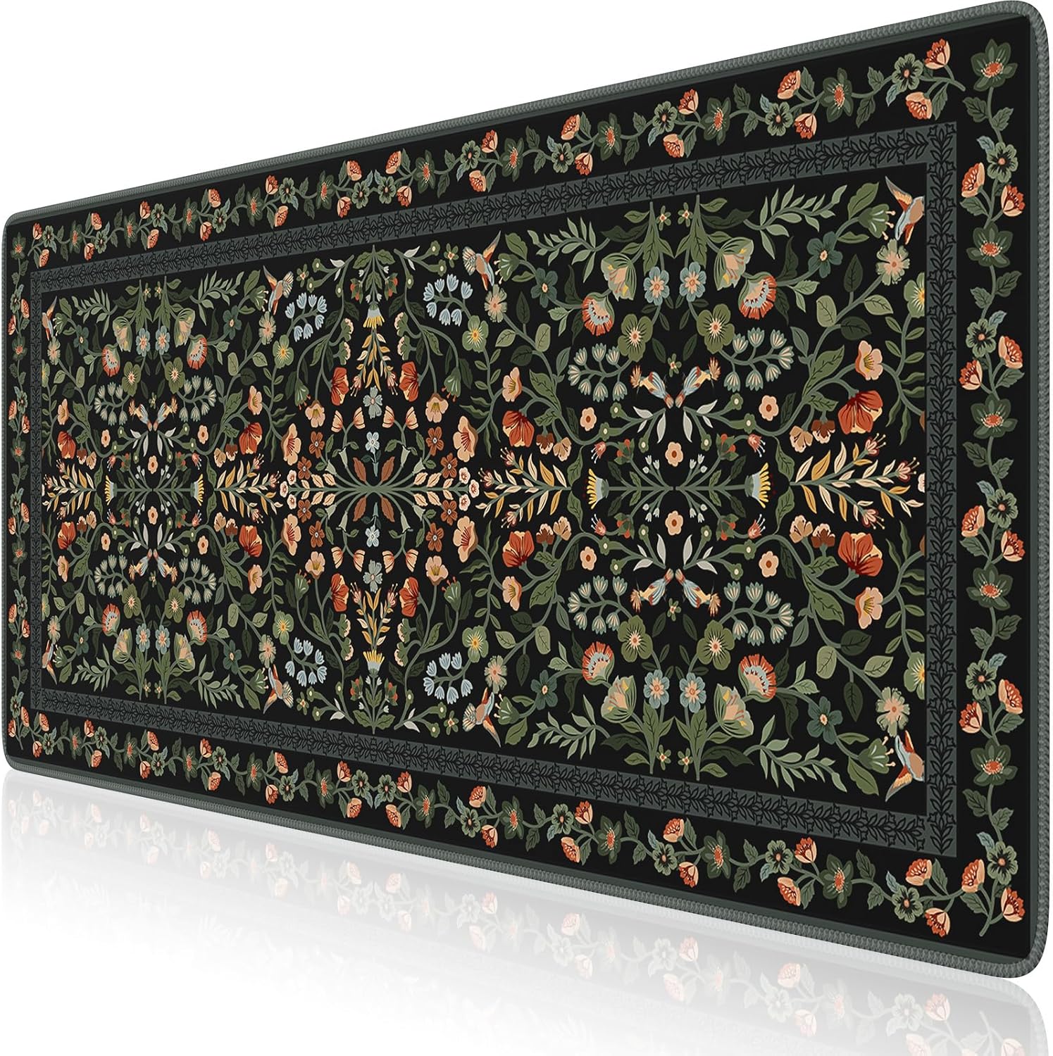 iCasso Desk Mat for Keyboard and Mouse, Large Mouse Pad, Desk Pad Mat, Anti-Slip Big Mousepad with Stitched Edges for Computer Desktop(Floral)