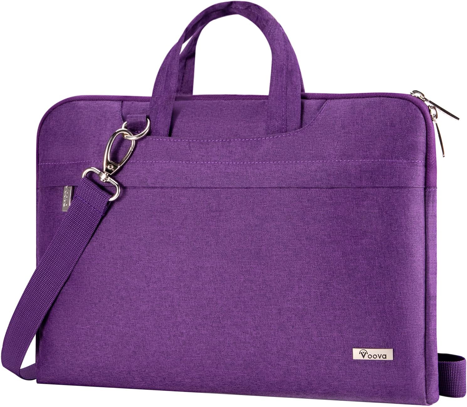 Voova 17 17.3 Inch Laptop Sleeve Case, Slim Women Men Shoulder Hand Bag Compatible with Razer Blade Pro 17, Lenovo Dell Asus Acer HP Notebook Messenger Briefcase with Strap, Waterproof, Purple