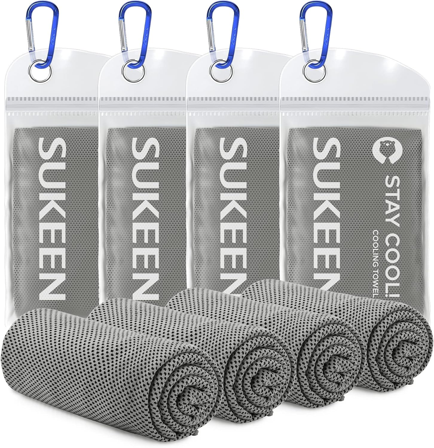 Sukeen 4 Pack Cooling Towel (40"x12"), Ice Towel,Soft Breathable Chilly Towel,Microfiber Towel for Yoga,Sport,Running,Gym,Workout,Camping,Fitness,Workout &amp; More Activities