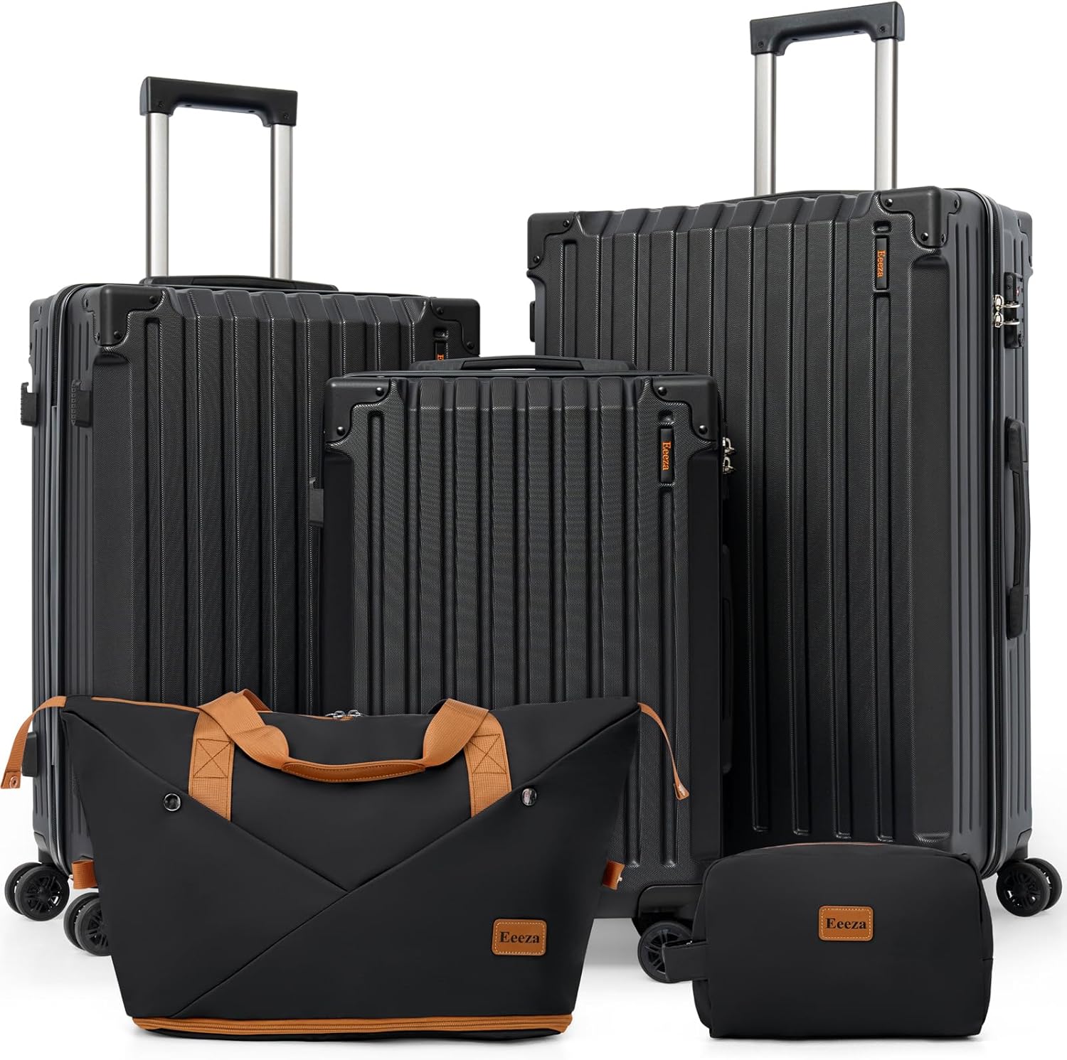Eeeza Luggage Sets 5 Piece，Hardside Luggage with Spinner Wheels, Lightweight ABS Hard Shell Travel Luggage with TSA Lock for Family Trips, Business,Vacation