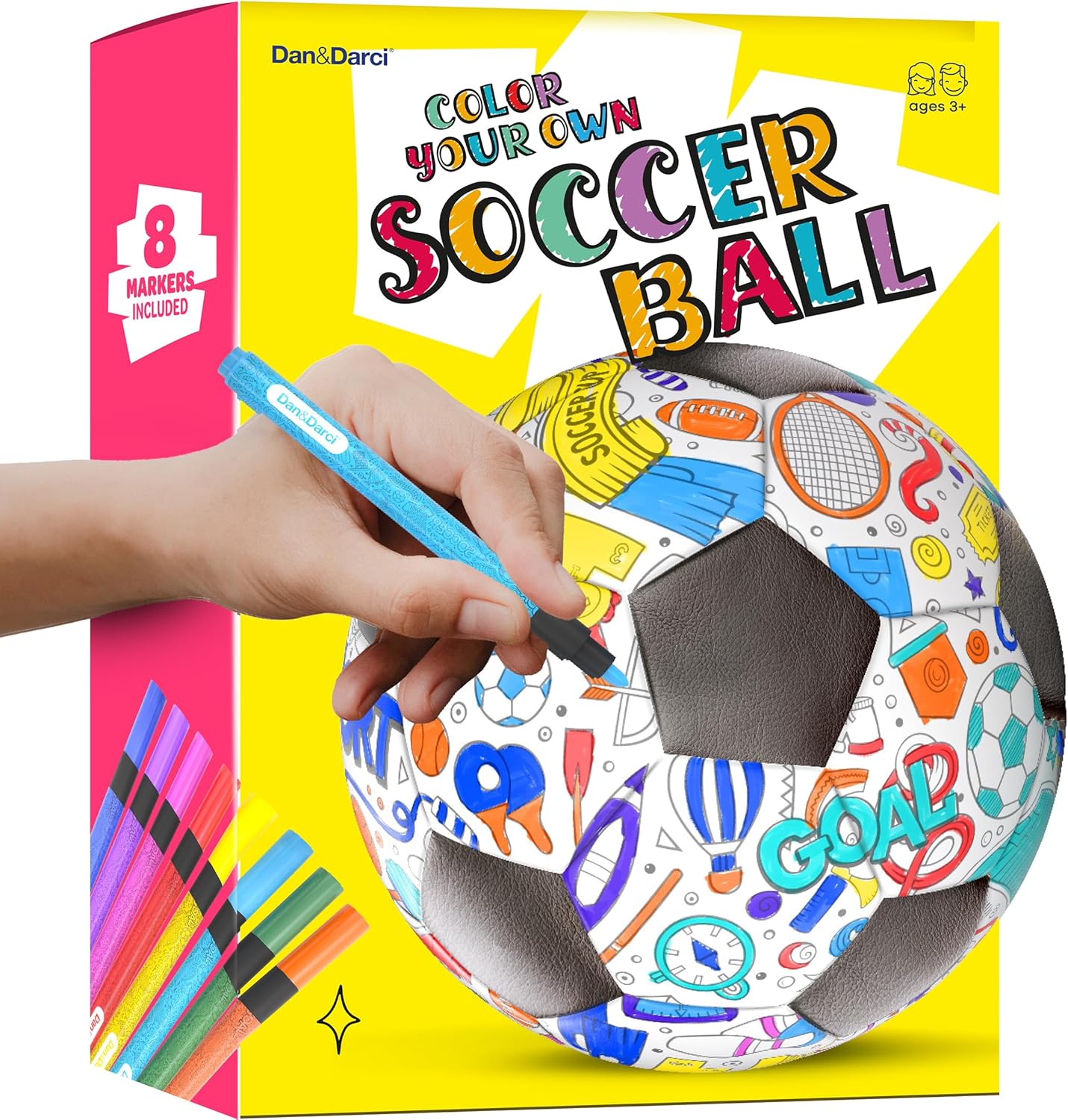 Dan&amp;Darci Soccer Ball Coloring Kit for Kids - Soccer Gifts for Girls &amp; Boys - Sports Gifts - 3 4 5 6 7 8 Year Old Boy Birthday Gift - Craft Kits for Kids Ages 4-8 Year - Boy Toys - Games Acces