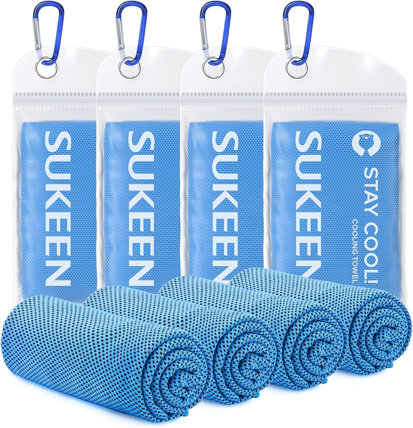 Sukeen [4 Pack Cooling Towel (40"x12"), Soft Breathable Chilly Microfiber Towel for Yoga,Sport,Running,Gym,Workout,Camping,Fitness,Workout &amp; More Activities