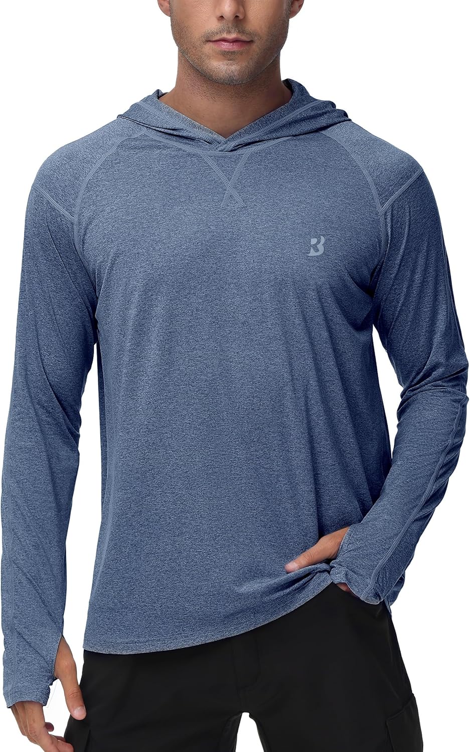 Roadbox Mens UPF 50+ Fishing Shirts, Long Sleeve UV Sun Hoodie, Hiking Running Swim Athletic Workout Shirt