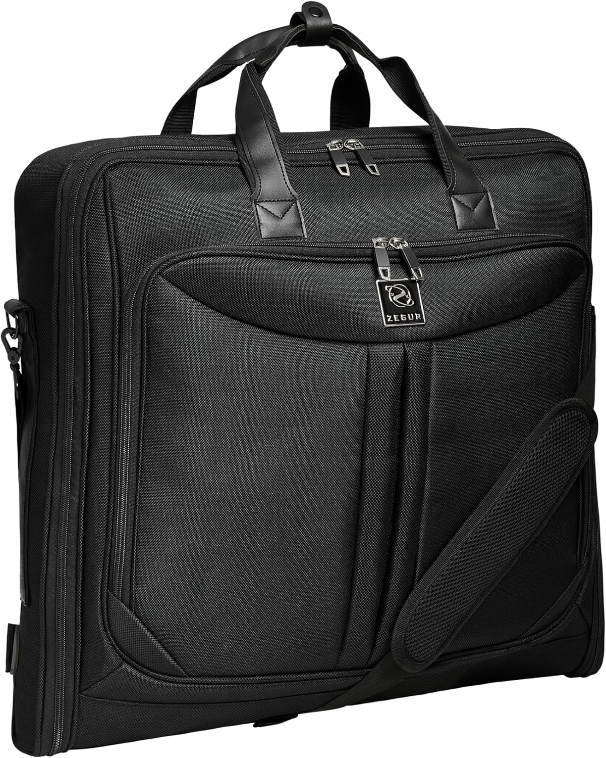 ZEGUR Premium Suit Garment Bag Carry On - Hangs 4 Suits - Travel &amp; Business with Shoulder Strap and Laptop Compartment